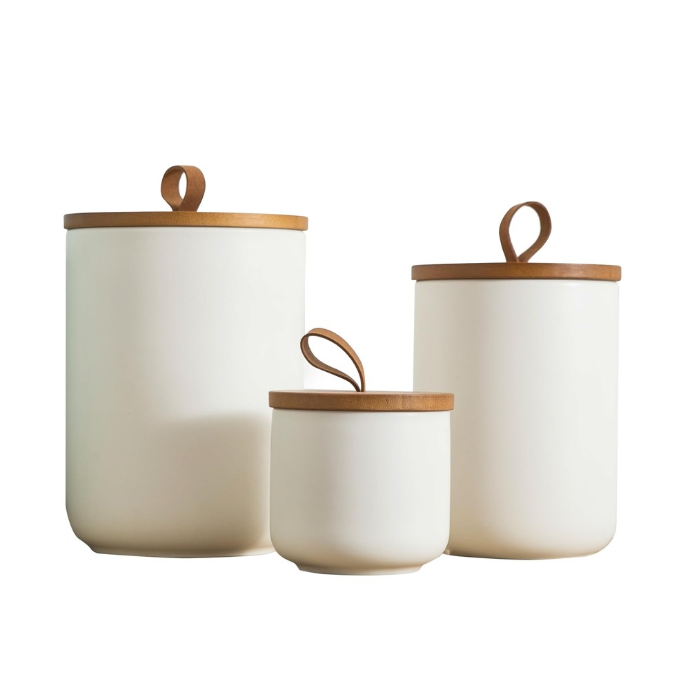 Canister Sets for Kitchen White Ceramic Kitchen Canisters for Countertop with...