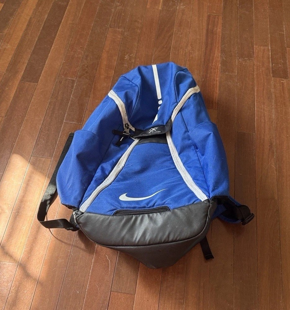 Nike Quad Zip System Blue Baseball Softball Backpack Adjustable Strap Polyester