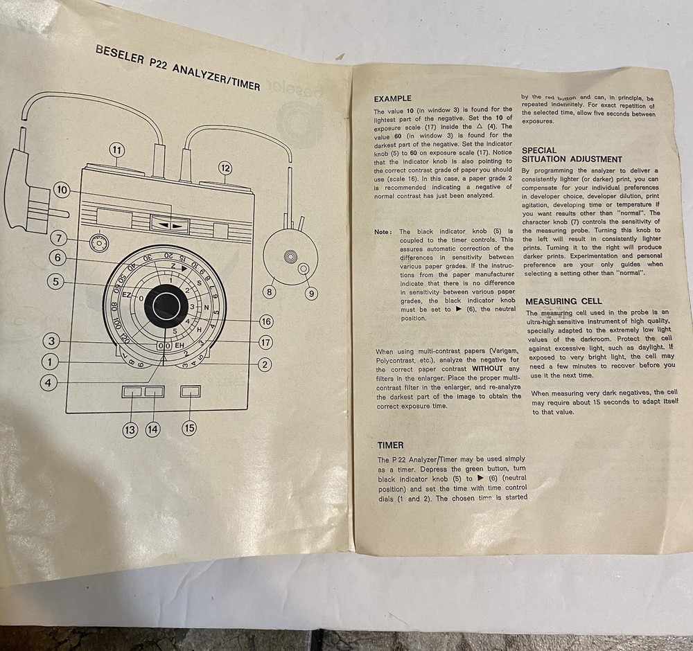 BESELER ANALYZER P22 WITH INSTRUCTION AND ORIGINAL BOX NOT TESTED READ!