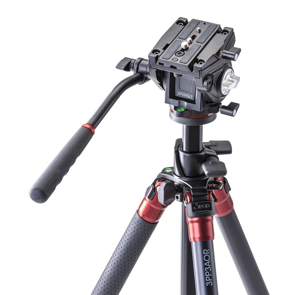 3Pod Orbit 4-Section Aluminum Tripod, Bundle with Q3 Fluid Video Head