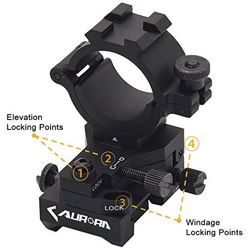 Windage Elevation Adjustable Rail Mount 1" & 30mm for Tactical Flashlight