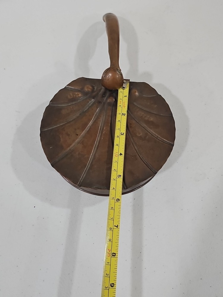 Gregorian Solid Copper Silent Butler Crumb Pan Bowl Hinged Lid Handle USA Made