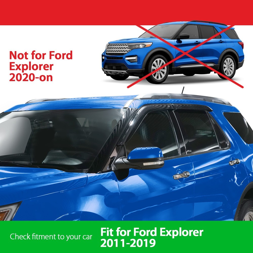 Side Window Deflectors Rain Guards for 2011-2019 Ford Explorer SHATTERPROOF