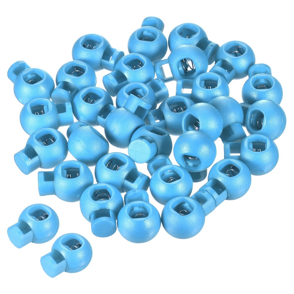 Cord Locks, 30 Pack Ball Spring Toggle Stopper, Lake Blue