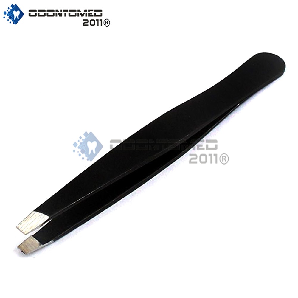 ODM New 3.5" Eyebrow Tweezers Slanted Precision Tip - Solid Classic Design,black