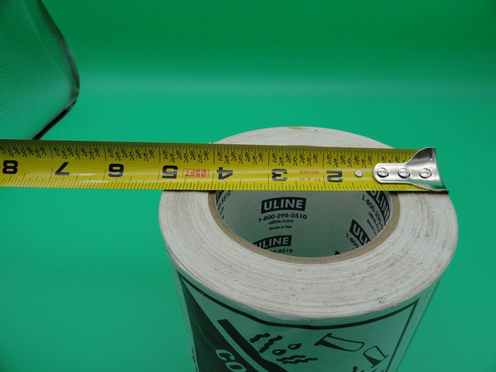 ULINE CORROSIVE 8 STICKER ROLL 4"x4"