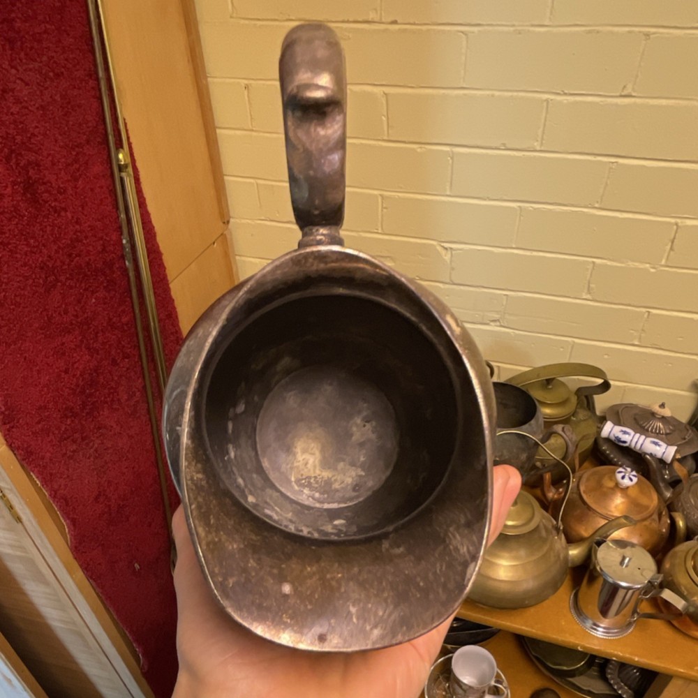 Antique Silverplate Pitcher with Ornate Handle and Monogram 'S'