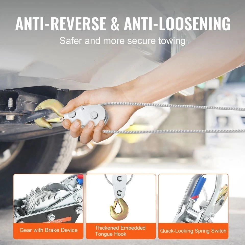 Power Puller Come Along Winch 5 Ton 11023 lb Heavy Duty Pull Hoist 3 Hooks