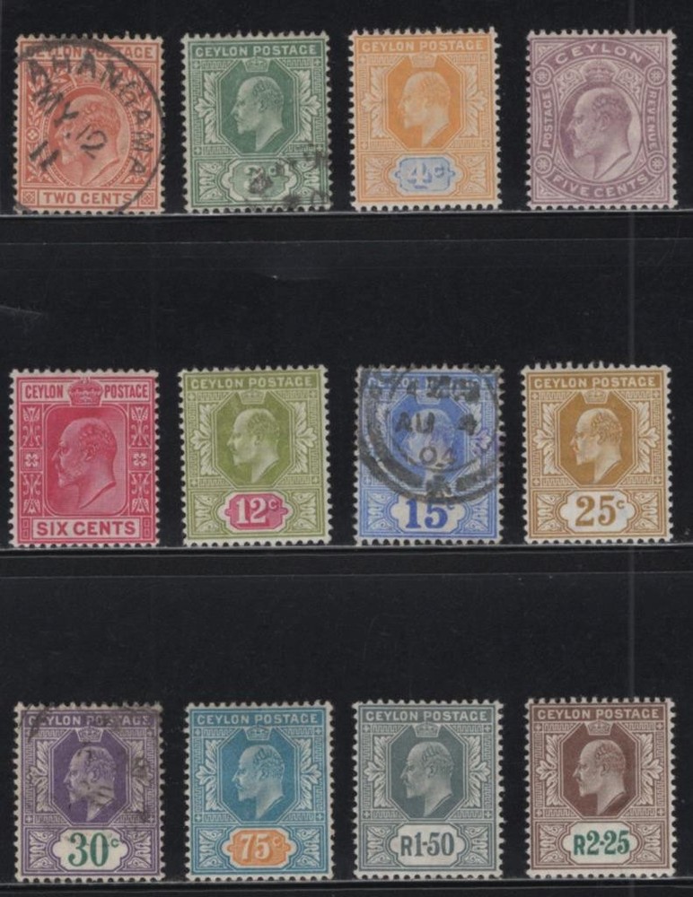WC1_34208. BRITISH COL.:CEYLON. Valuable 1903-05 set. Sc.166-177. MH & Used