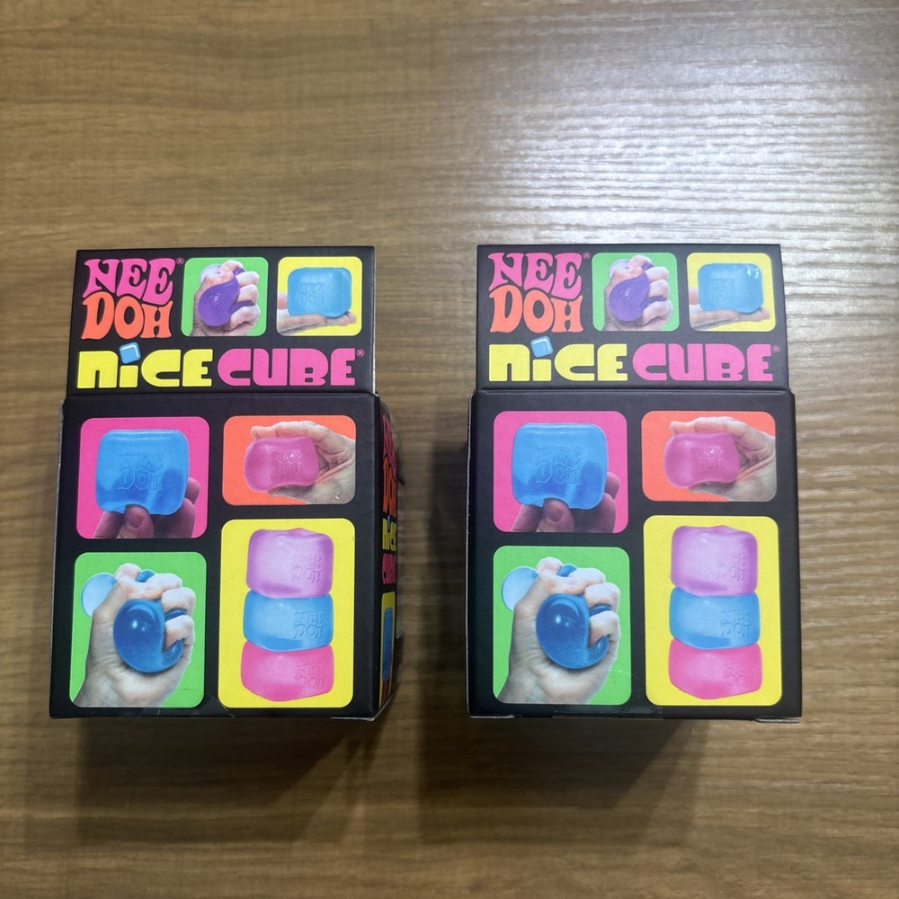2 - Nee Doh Nice Cube Schylling Super Solid both BLUE Squish Toys Needoh