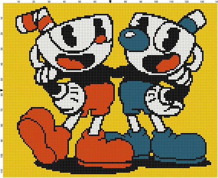Cuphead Video Game Fan Art Cross-Stitch Pattern Needlecraft Chart