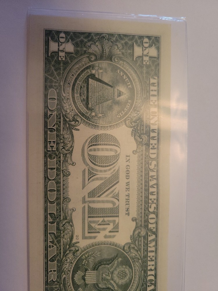 Ink Error Misprint One Dollar Bill Right Eye Not Colored In