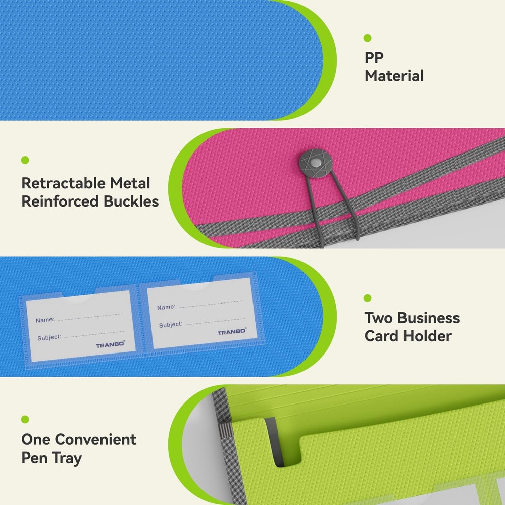 3 Pack Expanding File Folder Organizer Poly Pockets A4/Letter Size, Plastic E...