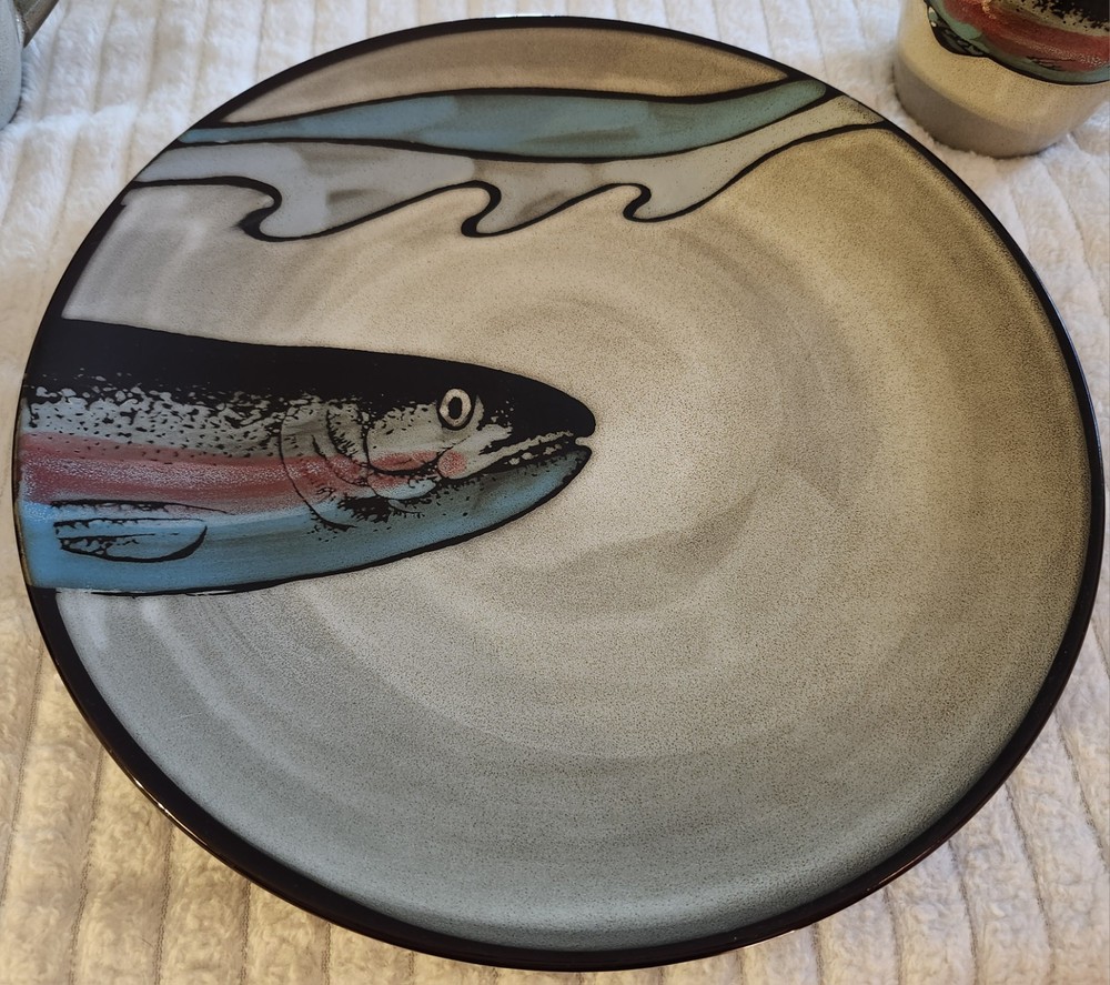 Better Homes and Gardens "Trout Lodge" pattern ceramic dinnerware, 8 pc set