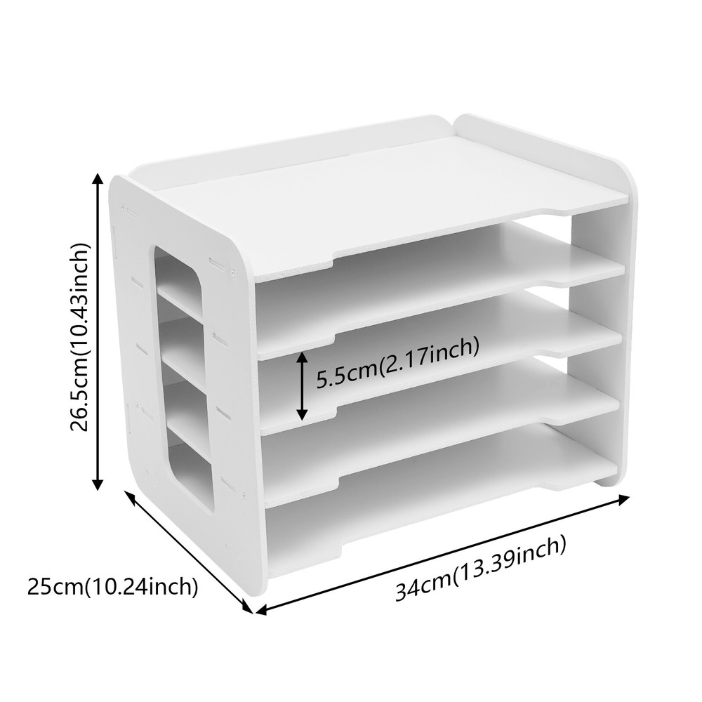 5 Tiers Stackable File Organizer Tray Desk Desktop Paper Document Tray Holder