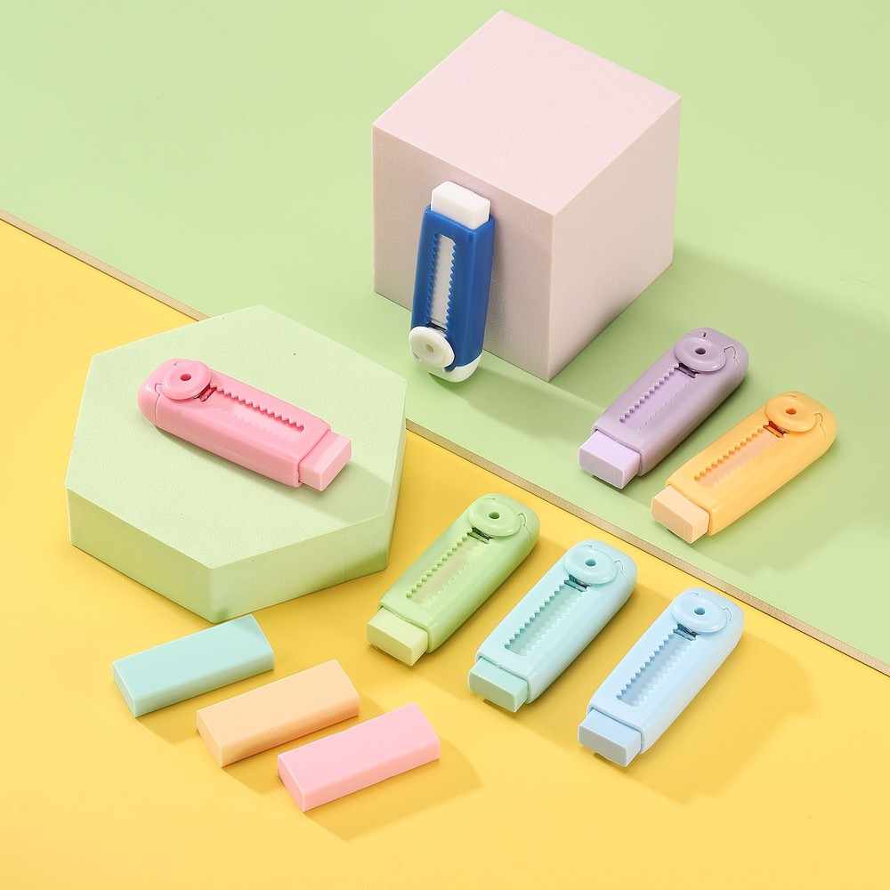 8 Pack Erasers, Pencil Erasers Large Eraser Push Pull Cute Soft, Orange