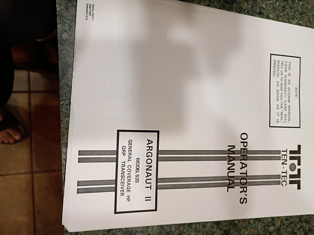 Ten Tec Argonaut 2 Operator Manual