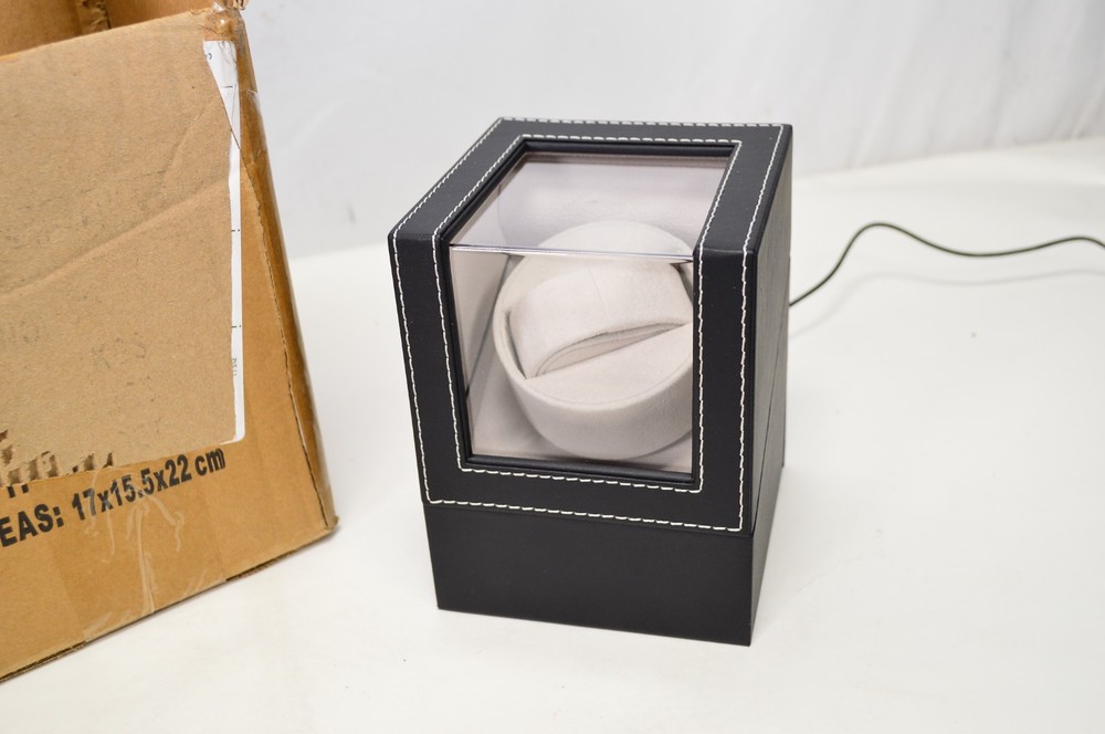 JQueen Single Black Leather Automatic Watch Winder