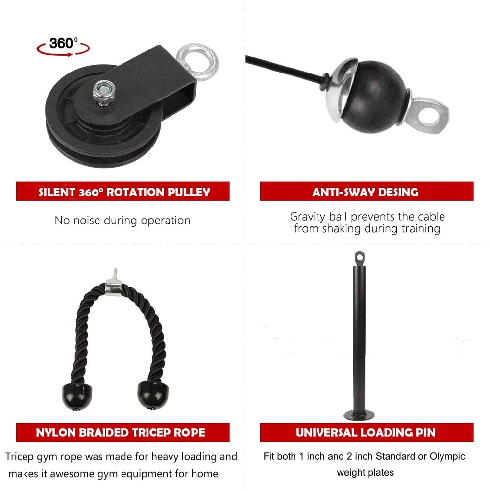LAT Pull down and Lift Weight Pulley System Cable Machine Pulley Attachment