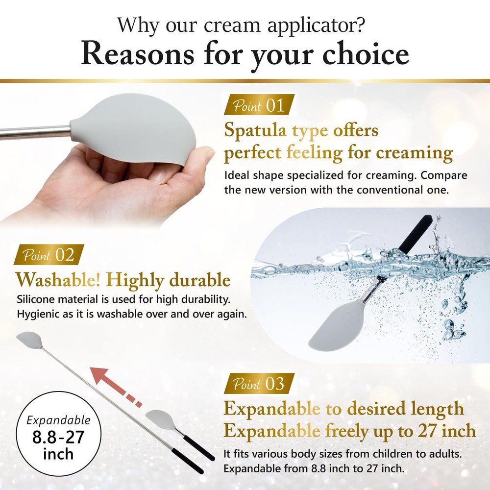 FieldSora Cream Applicator for Back Telescopic Easy to Accurate Application