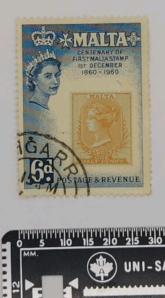 Postage Stamp Malta 1960 Yvert Centenary 6d Used