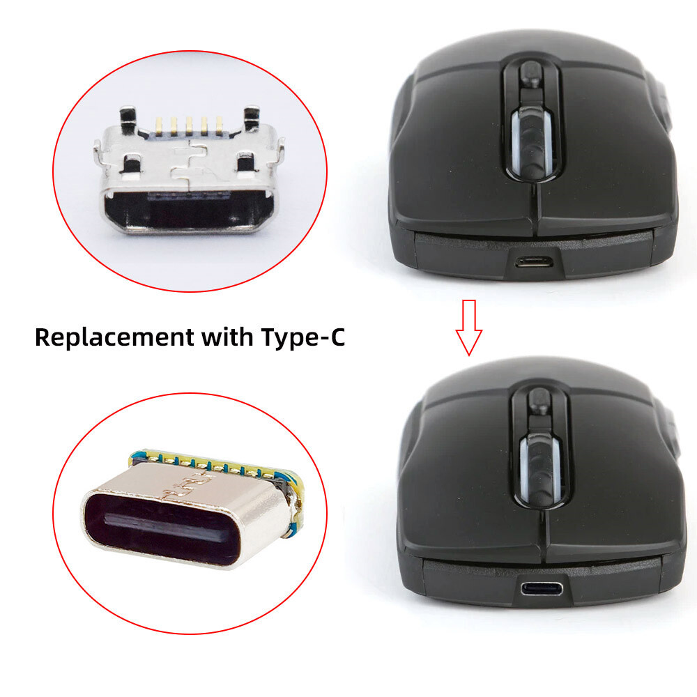 Cablecy 10pcs/lot DIY Solder Type-C Female Socket Connector Replace Micro-USB