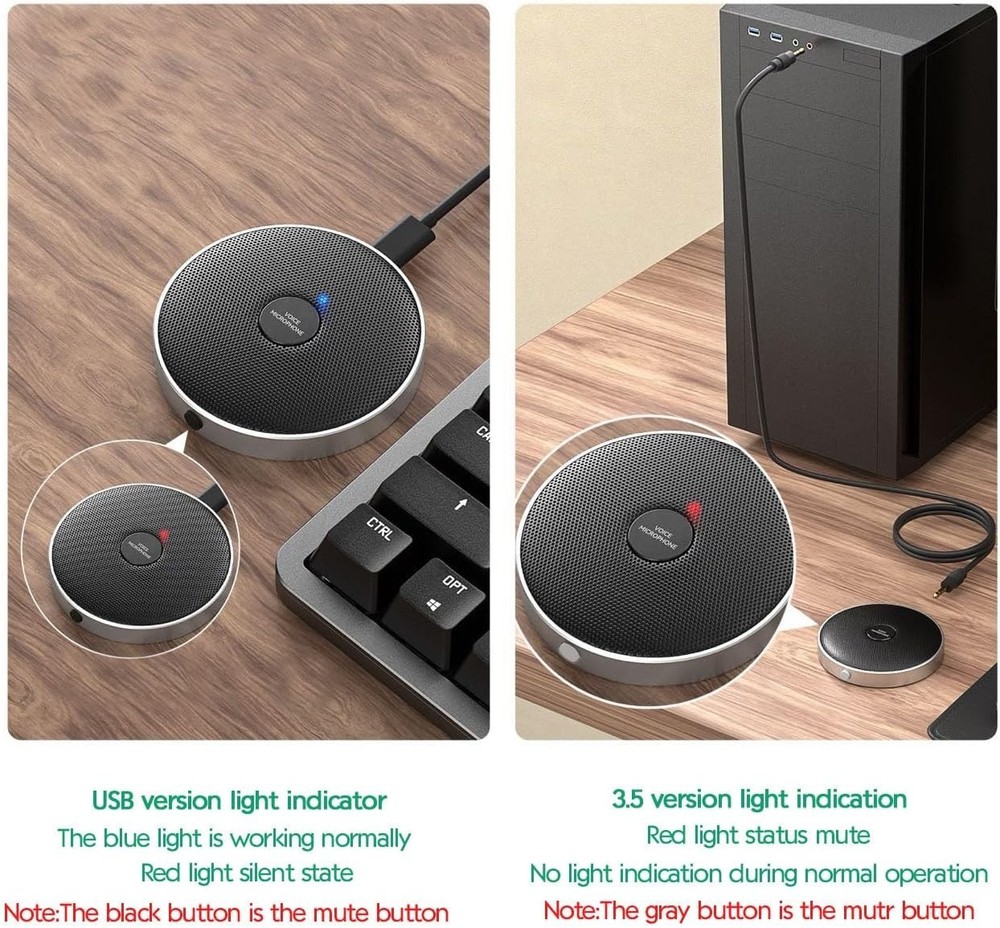 Omnidirectional Microphone for Desktop: Plug & Play USB for Meetings & Classes