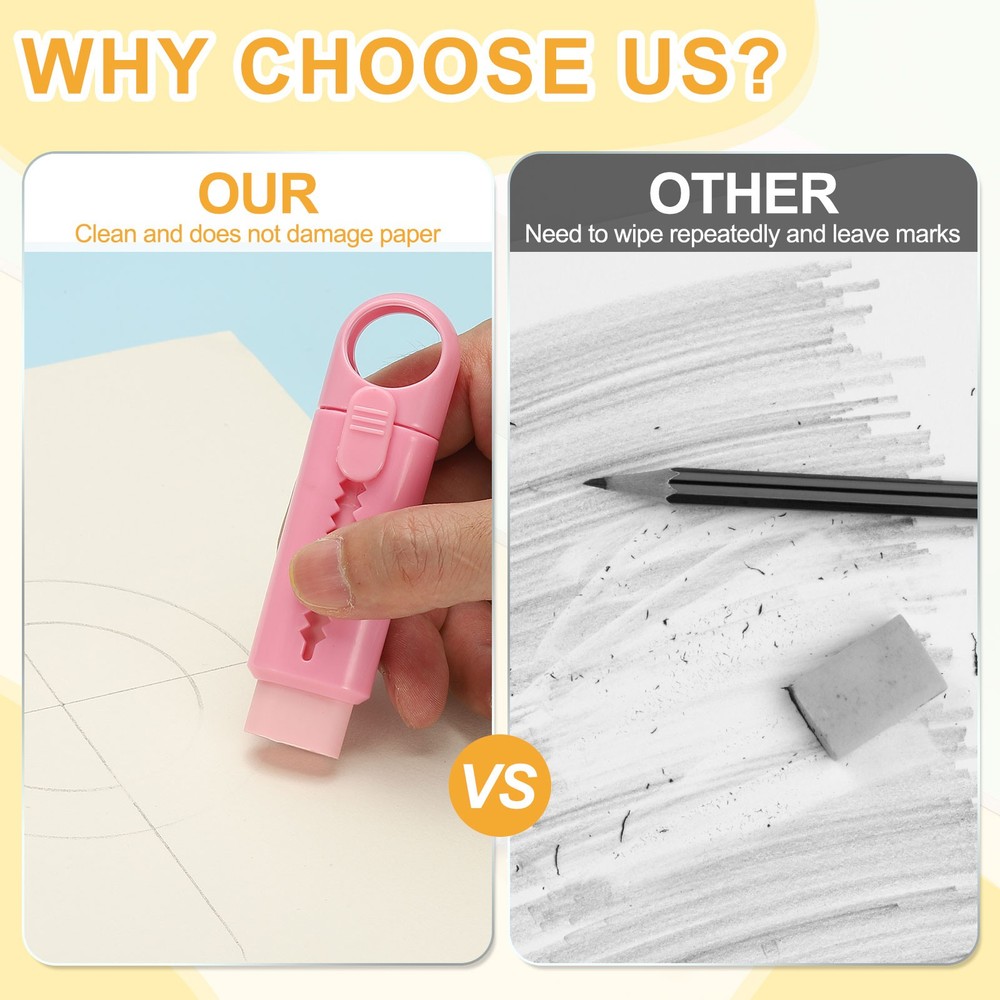 4 Pack Erasers, Pencil Erasers Large Eraser Push Pull Cute Soft, Blue TPE