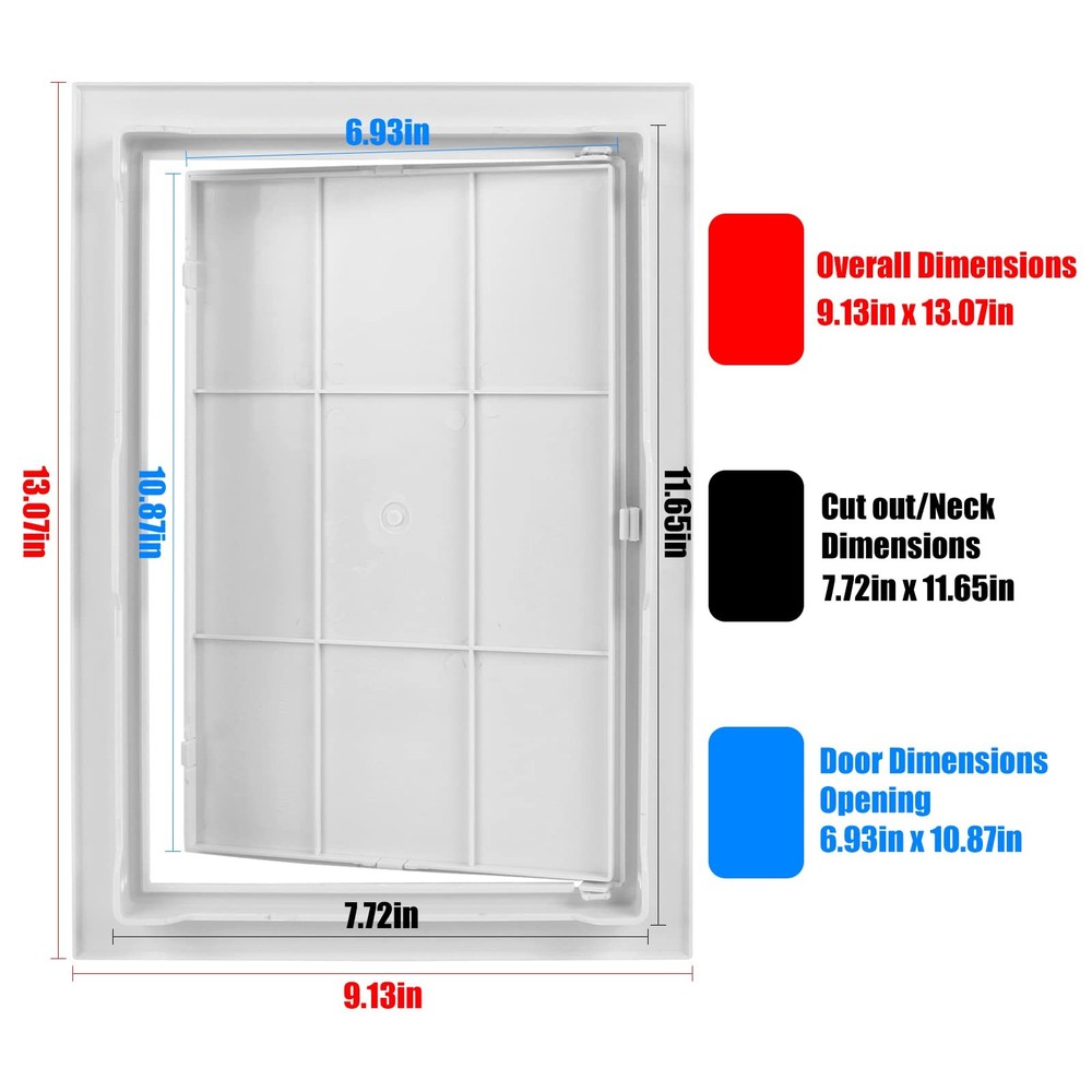 CABAX 8x12 inch Plastic Access Panel for Drywall Ceiling inch, White