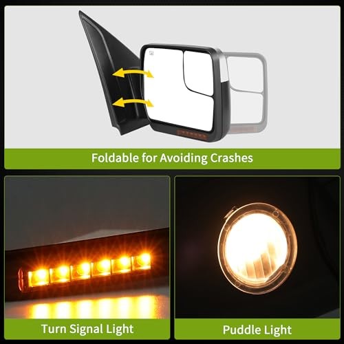 Right Passenger Side Mirror Towing Mirror Compatible with 2004-2014 Ford