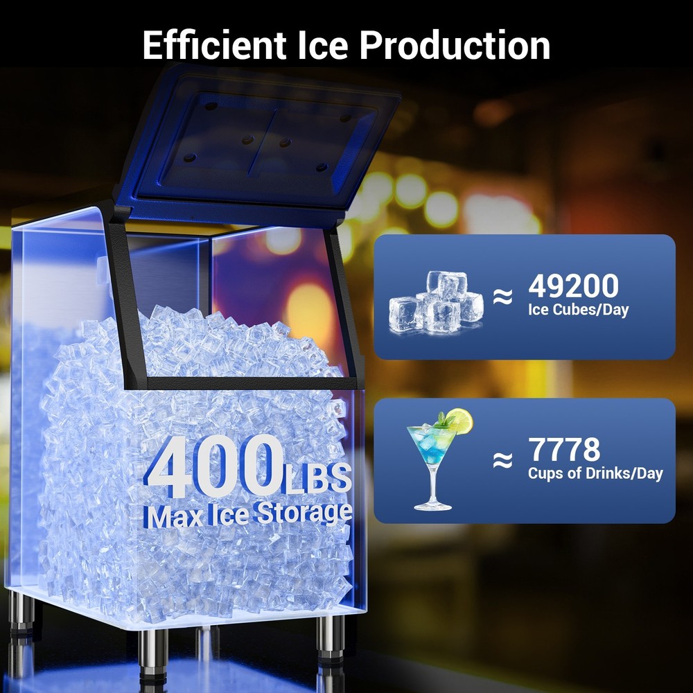 600LBS/24H Commercial Ice Maker Built-in Undercounter Ice Cube Machine Automatic