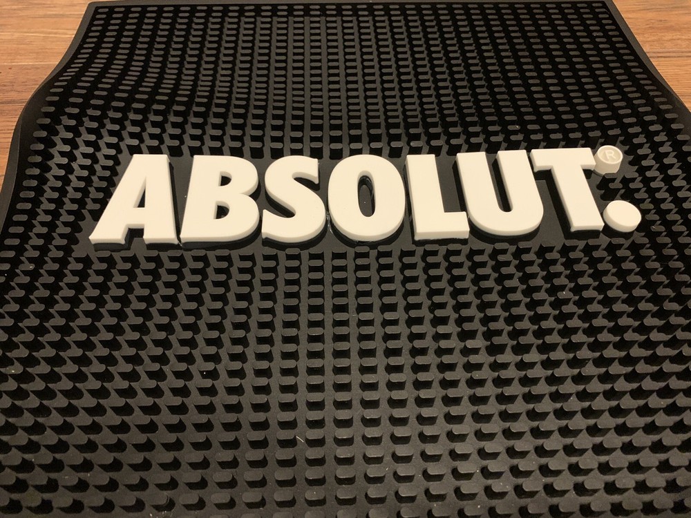 Absolute Vodka Black Rubber Bar Drying Mat Man cave 14" square