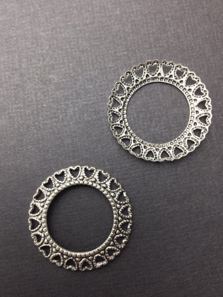 13754 2 Pc Matte Silver Oxidized Victorian Filigree Jewelry Finding
