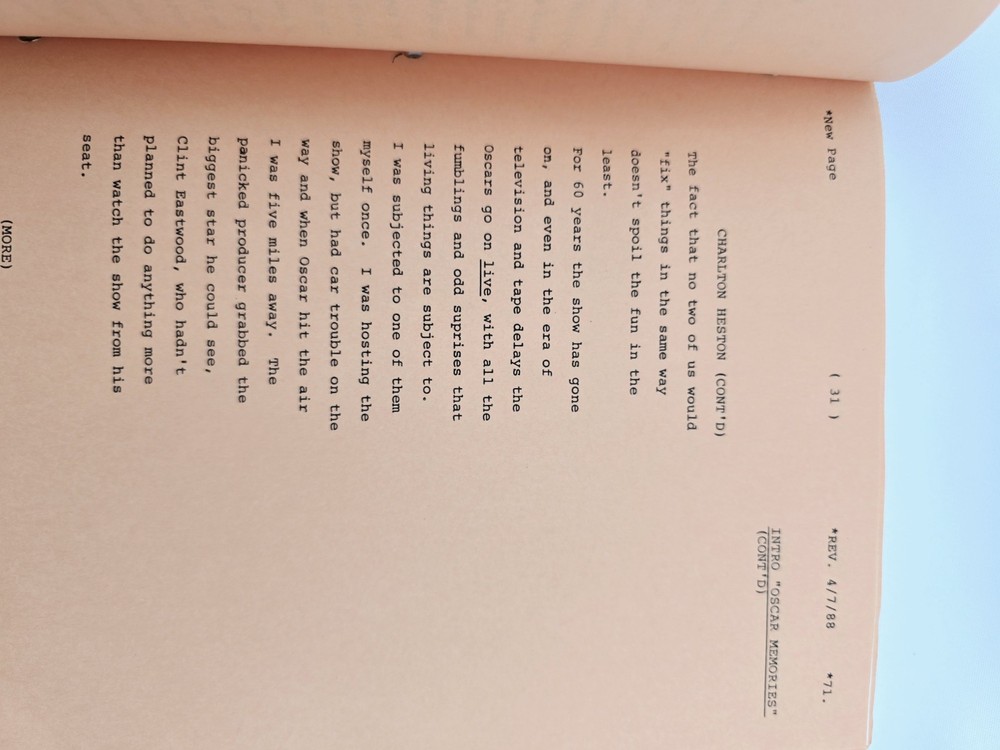 60th Academy Awards Script