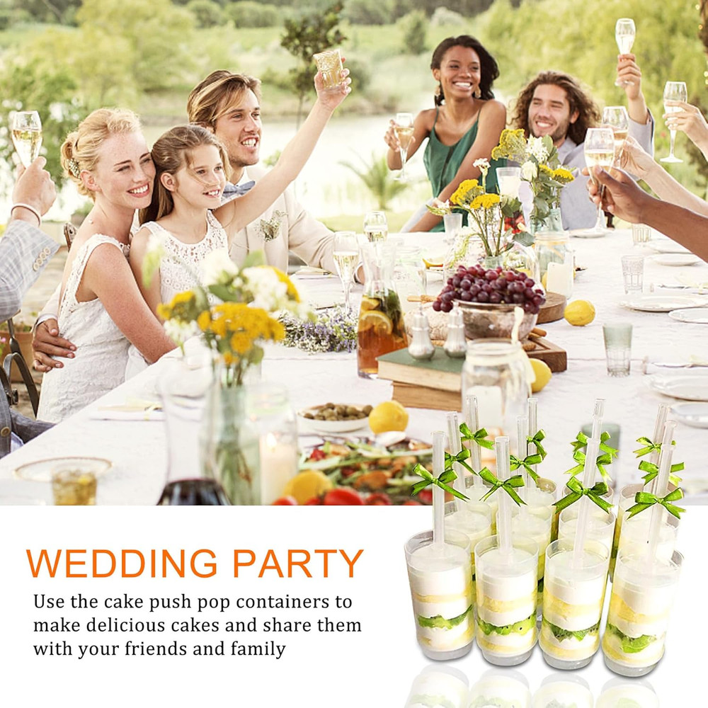 24 Pack Cake Push Pop Containers with Lids, Muti-Purpose Push Pop Cake Container