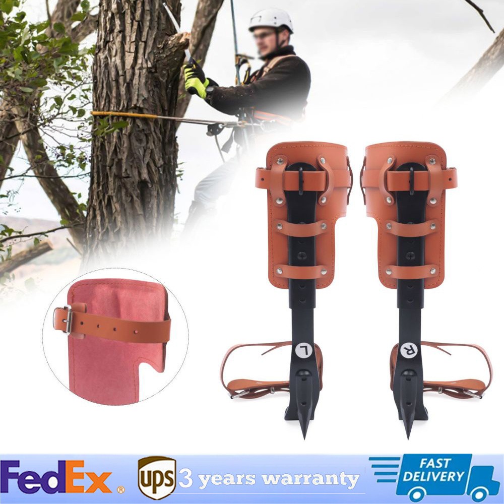 Adjustable Tree Climbing Spike Set Pole Climbing Spurs Steel Climber Strap Gaffs