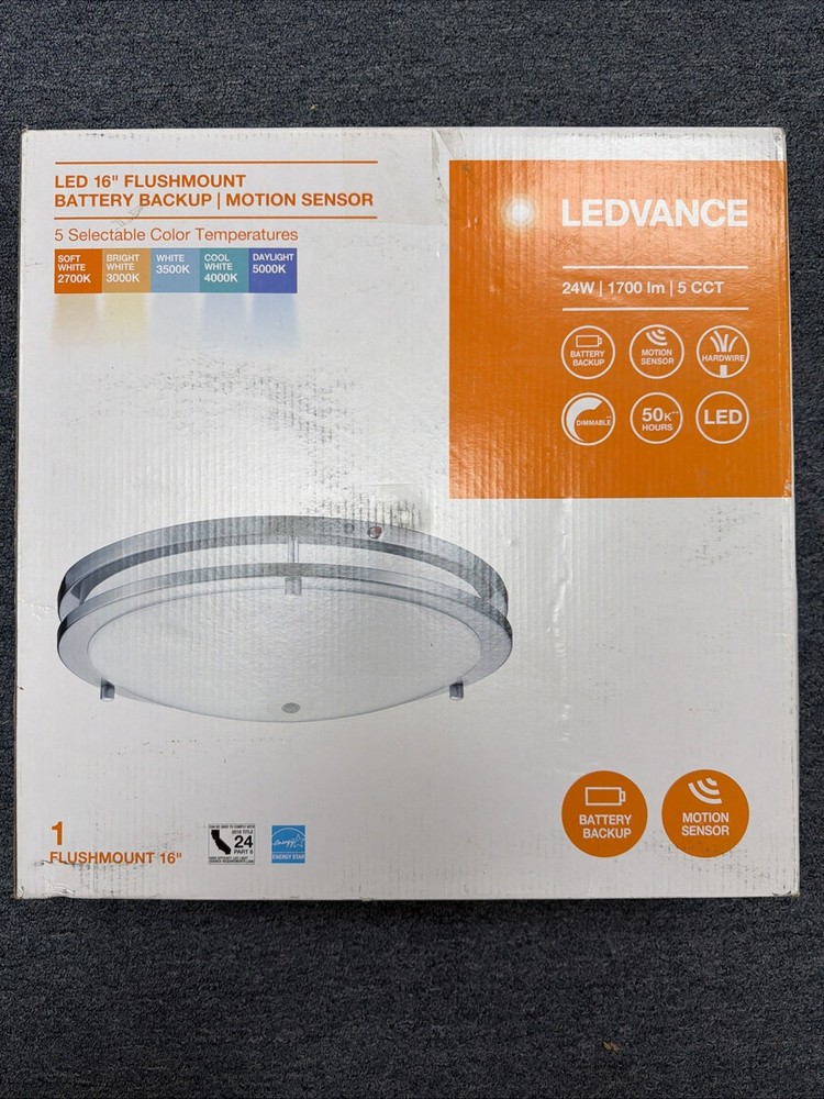 Ledvance Selectable LED Flush Mount with Motion Sensor Brushed Nickel 16" 62413