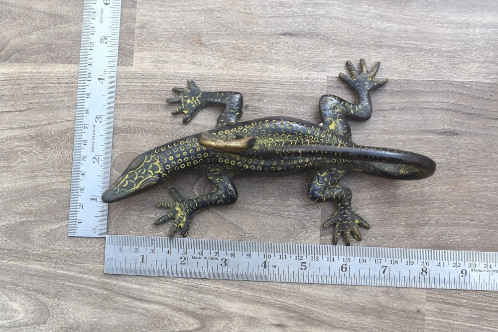 Vintage Brass Door Handle pull Lizard Heavy Gate Pull Handle Table Decor statue