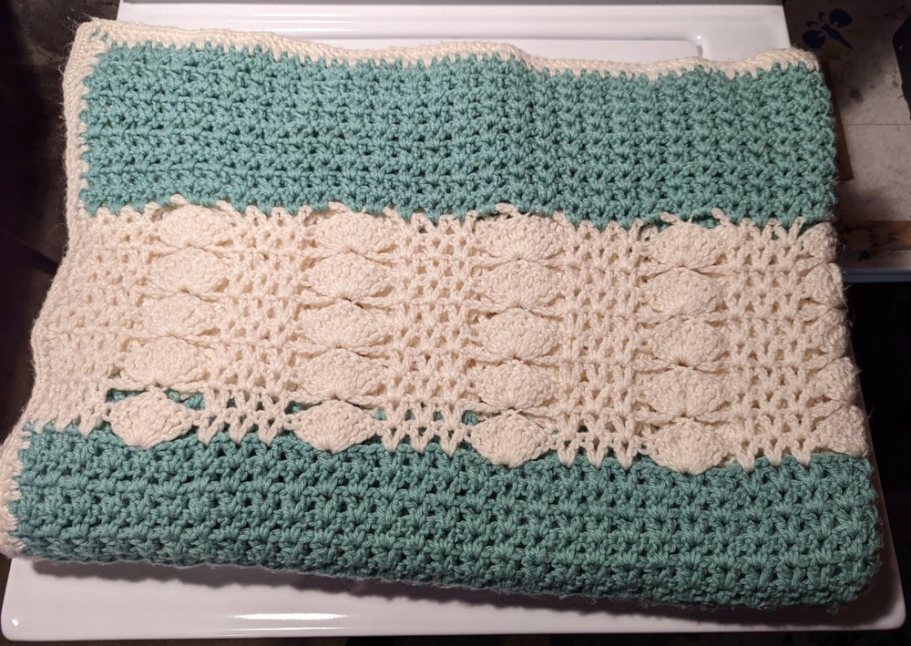 Knitted Throw Blanket Handmade 55" x 60"
