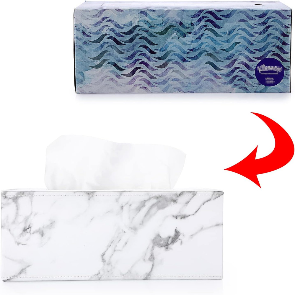 Rectangular Leather Tissue Box Cover - Stylish Tissue Box Holder with Magnetic B