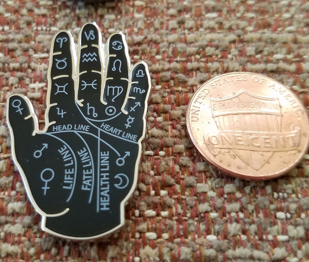 PALM READER MYSTIC HAND BLACK Lapel Pin