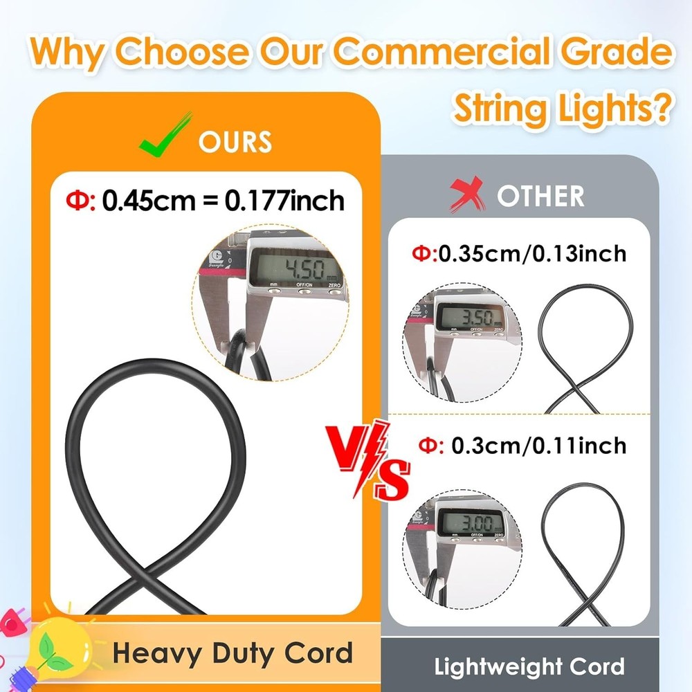 Waterproof RGB 48FT Outdoor String Lights with Dimmable Remote Functionality