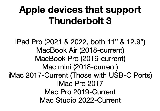 Apple Studio Display 2M 6.6ft Thunderbolt 3 Cable Black No USB-C Device Support