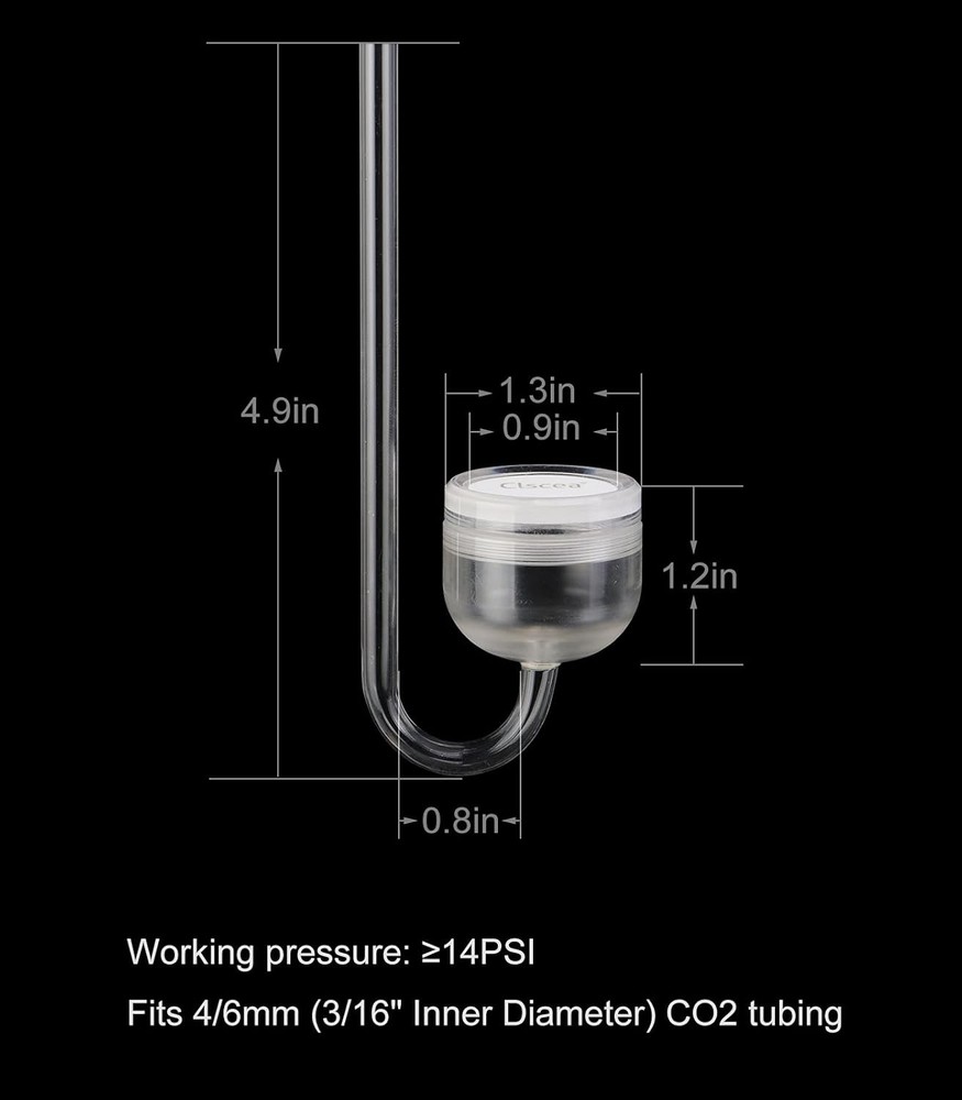 Acrylic CO2 Diffuser with Integrated Bubble Counter for diffuser(L)