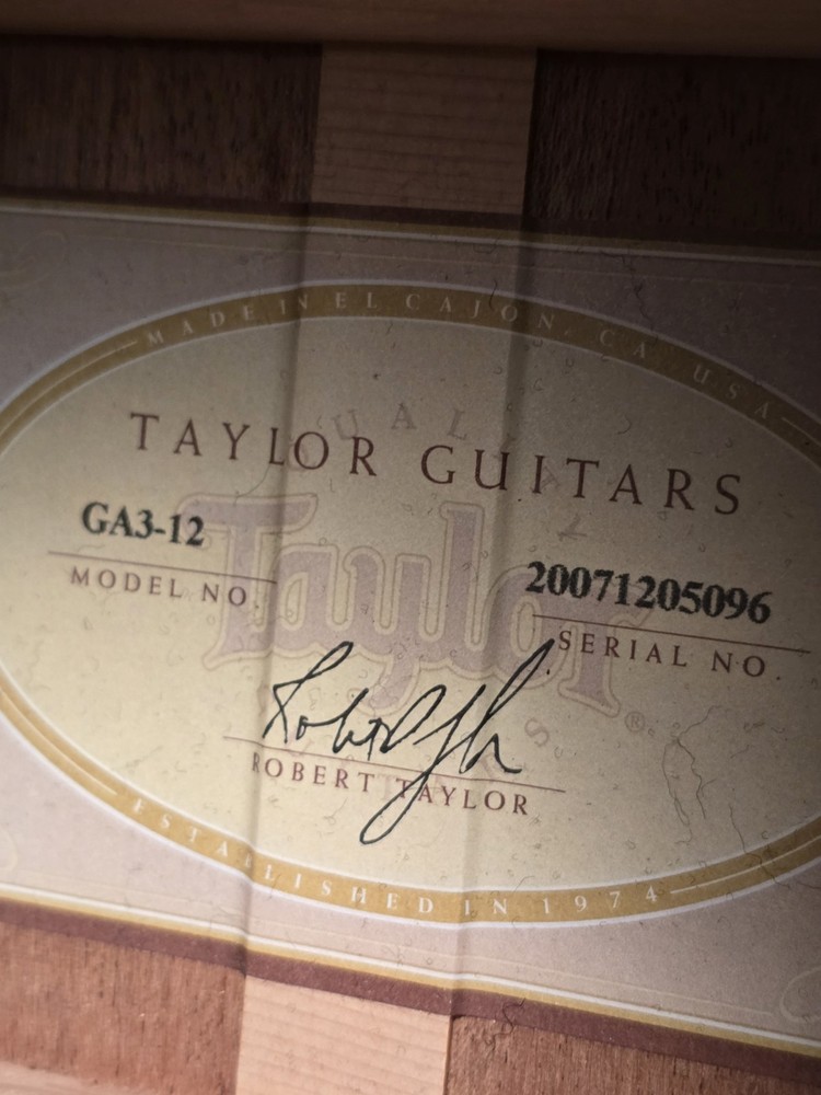Taylor GA3-12 SOLID WOOD Top Back & Side Acoustic Electric 12 String GUITAR OHSC