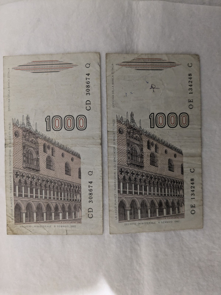 Italian 1000 Lire Banknotes