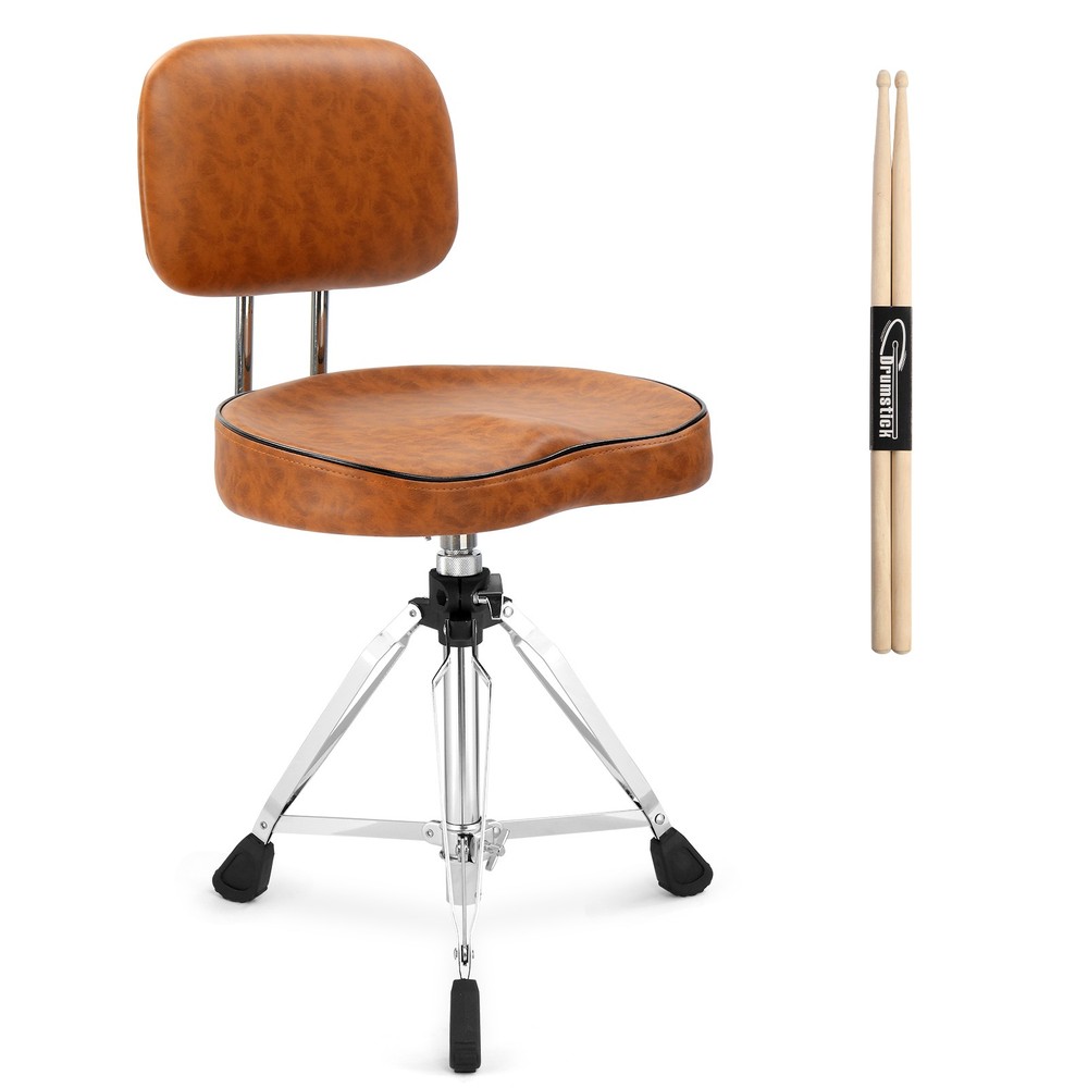 Drum Throne with Backrest, Height Adjustable Padded Seat Drum Stool