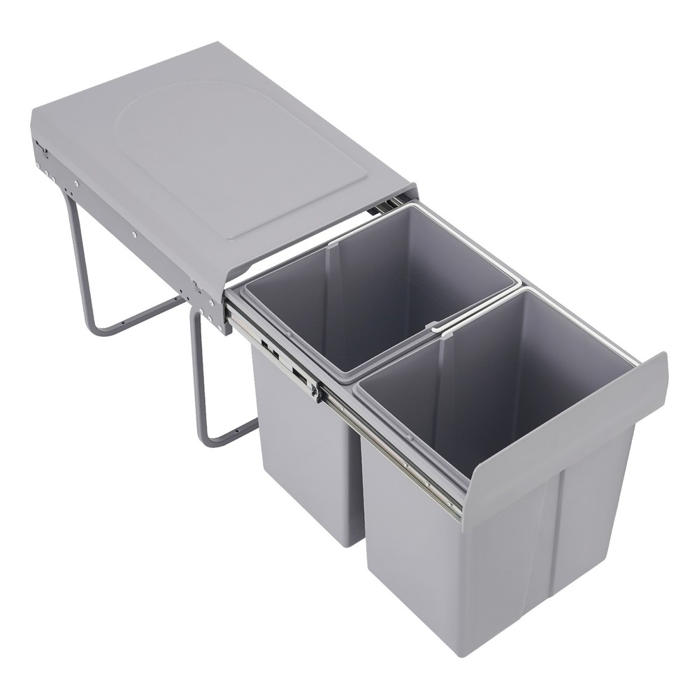 Pull Out Trash Kitchen Under Cabinet Waste Container Double Garbage Can 40L