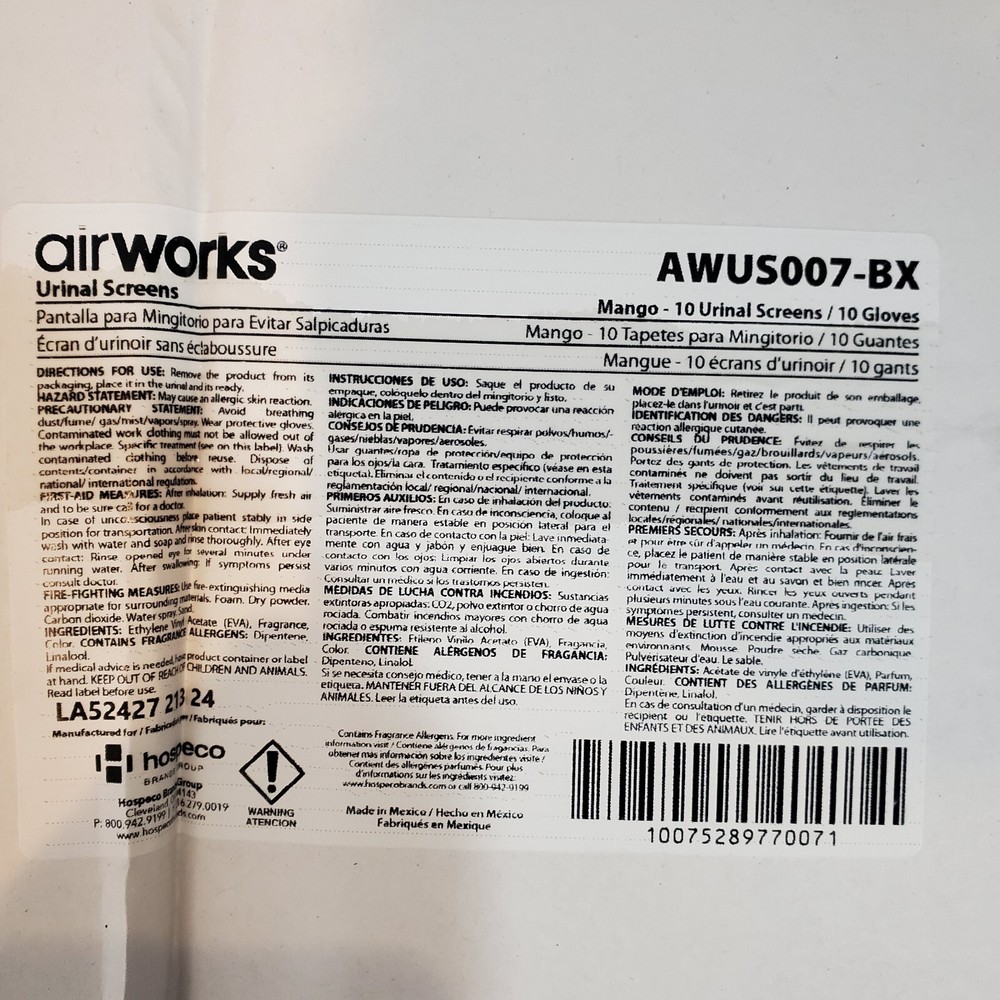 x10 Skilcraft Airworks Urinal Deoderizer Screens, Mango Orange, Made In USA