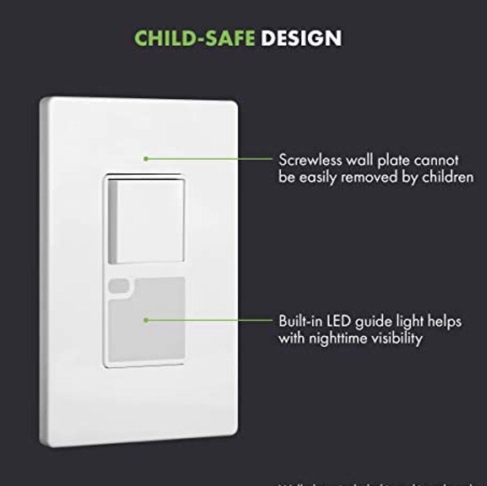 Topgreener TG115SGL White Single Pole Decorator Switch with Guide Light
